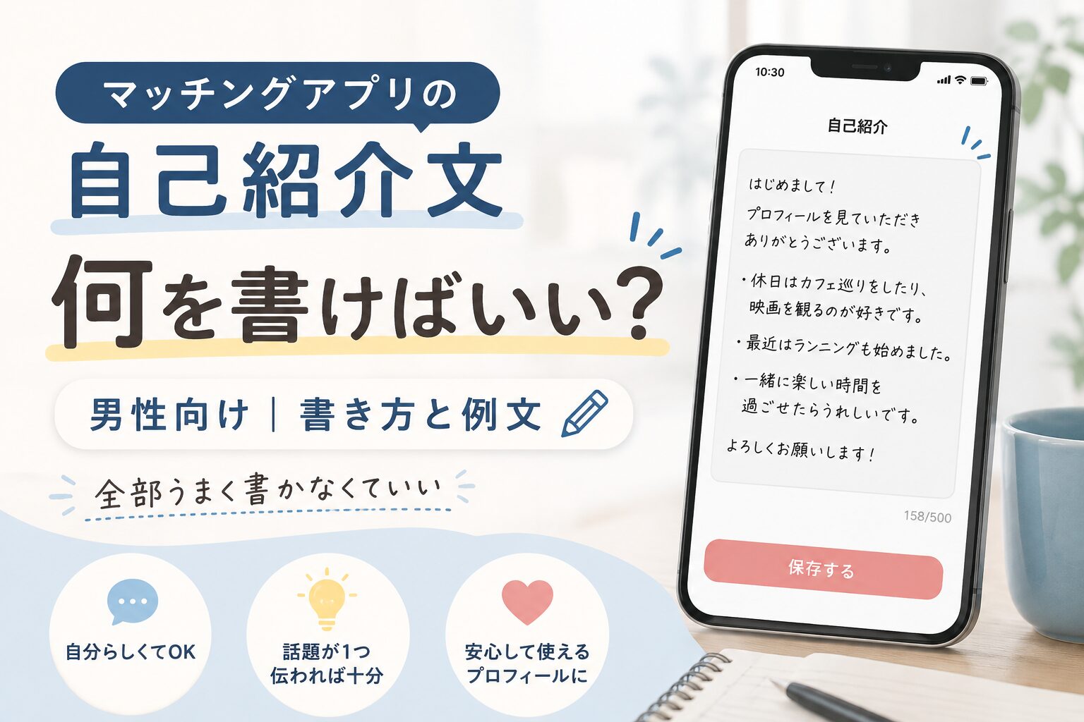 マッチングアプリの自己紹介文に何を書くか迷う男性向けの書き方と例文
